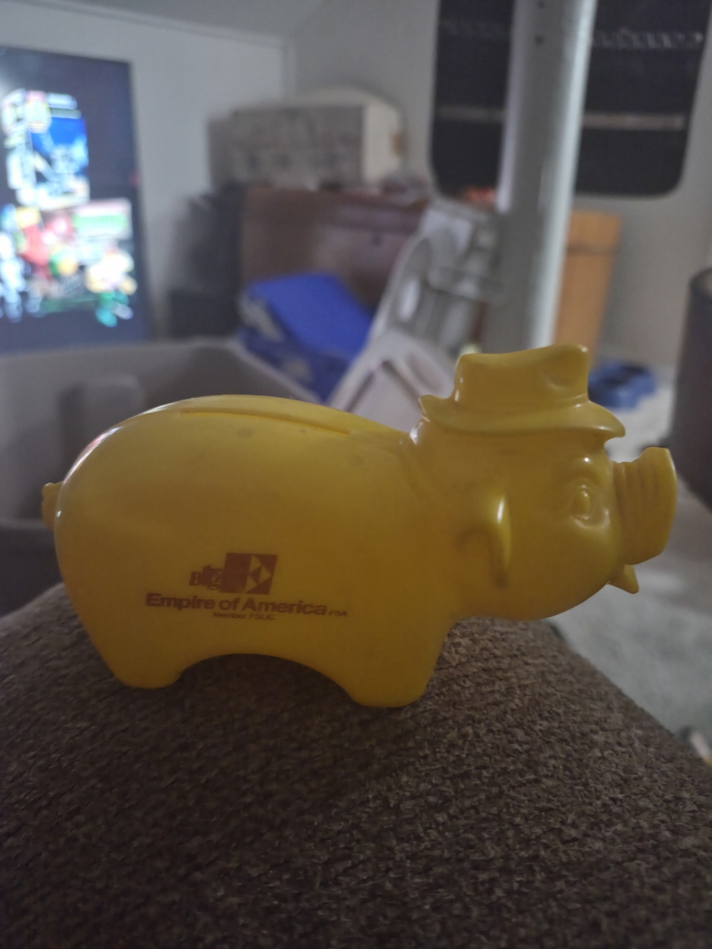 Promotional Plastic Pig Coin Bank From Empire Of America FSA